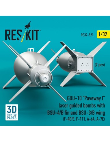 GBU-10 Paveway I laser guided bombs with BSU-4/B fin and BSU-3/B wing (2 pcs) (F-4D/E, F-111, A-6A, A-7E) (3D Printed) 