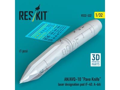 AN/AVQ-10 Pave Knife laser designation pod (1 pcs) (F-4D, A-6A) (3D Printed) 