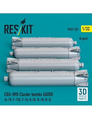 CBU-89B cluster bombs GATOR (4 pcs) (A-10, F-15E, F-16, B-52, B-1B, B-2) (3D Printed) 