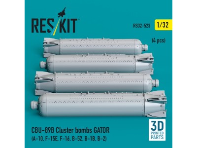 CBU-89B cluster bombs GATOR (4 pcs) (A-10, F-15E, F-16, B-52, B-1B, B-2) (3D Printed) 