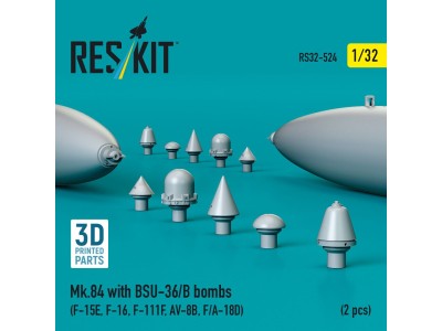Mk.84 with BSU-36/B bombs (2 pcs) (F-15E, F-16, F-111F, AV-8B, F/A-18D) (3D Printed) 