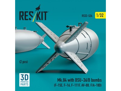 Mk.84 with BSU-36/B bombs (2 pcs) (F-15E, F-16, F-111F, AV-8B, F/A-18D) (3D Printed) 