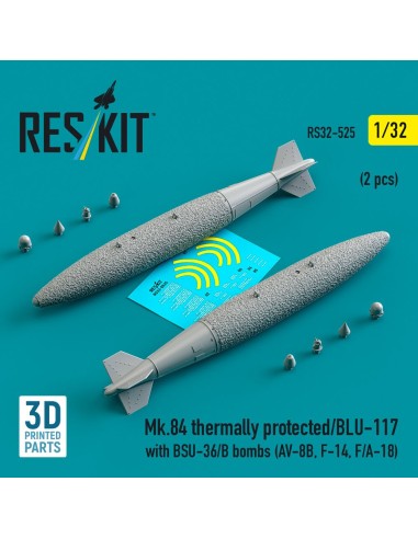 Mk.84 thermally protected/BLU-117 with BSU-36/B bombs (2 pcs) (AV-8B, F-14, F/A-18) (3D Printed) 