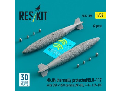Mk.84 thermally protected/BLU-117 with BSU-36/B bombs (2 pcs) (AV-8B, F-14, F/A-18) (3D Printed) 