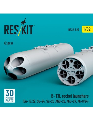 B-13L rocket launchers (2 pcs) (Su-17/22, Su-24, Su-25 ,MiG-23, MiG-29, Mi-8/24) (3D Printed) 