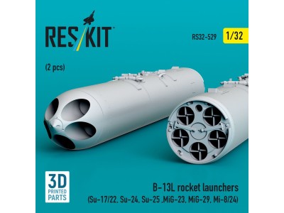 B-13L rocket launchers (2 pcs) (Su-17/22, Su-24, Su-25 ,MiG-23, MiG-29, Mi-8/24) (3D Printed) 