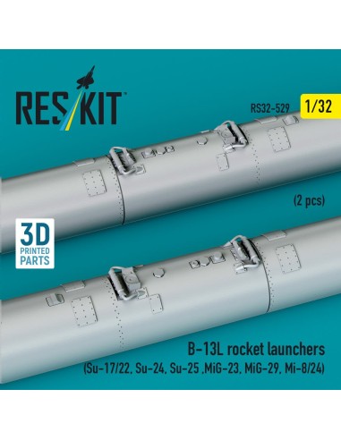 B-13L rocket launchers (2 pcs) (Su-17/22, Su-24, Su-25 ,MiG-23, MiG-29, Mi-8/24) (3D Printed) 