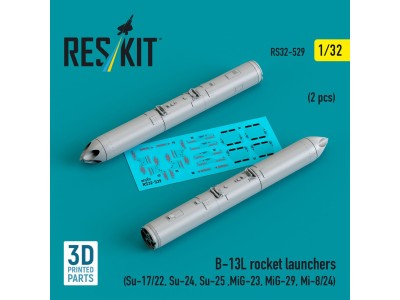 B-13L rocket launchers (2 pcs) (Su-17/22, Su-24, Su-25 ,MiG-23, MiG-29, Mi-8/24) (3D Printed) 