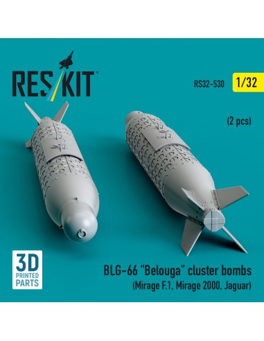 BLG-66 Belouga cluster bombs (2 pcs) (Mirage F.1, Mirage 2000, Jaguar) (3D Printed) 
