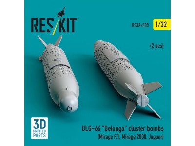 BLG-66 Belouga cluster bombs (2 pcs) (Mirage F.1, Mirage 2000, Jaguar) (3D Printed) 