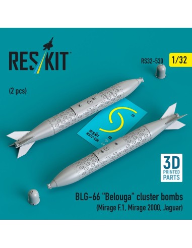 BLG-66 Belouga cluster bombs (2 pcs) (Mirage F.1, Mirage 2000, Jaguar) (3D Printed) 