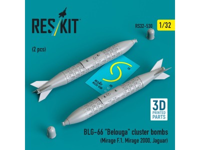 BLG-66 Belouga cluster bombs (2 pcs) (Mirage F.1, Mirage 2000, Jaguar) (3D Printed) 