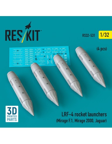 LRF-4 rocket launchers (4 pcs) (Mirage F.1, Mirage 2000, Jaguar) (3D Printed) 