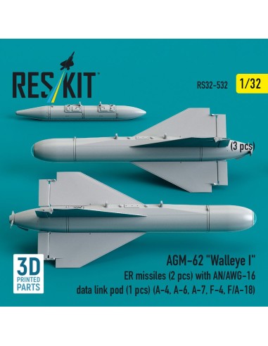 AGM-62 Walleye I ER missiles (2 pcs) with AN/AWG-16 data link pod (1 pcs) (A-4, A-6, A-7, F-4, F/A-18) (3D Printed) 