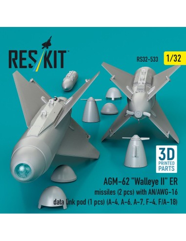 AGM-62 Walleye II ER missiles (2 pcs) with AN/AWG-16 data link pod (1 pcs) (A-4, A-6, A-7, F-4, F/A-18) (3D Printed) 
