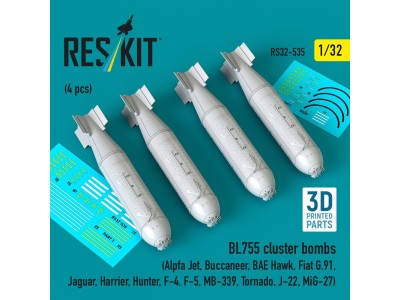BL755 cluster bombs (4 pcs) (Alpfa Jet, Buccaneer, BAE Hawk, Fiat G.91, Jaguar, Harrier, Hunter, F-4, F-5, MB-339, Tornado, J-22