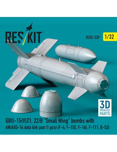 GBU-15(V)21, 22/B Small Wing bombs (2 pcs) with AN/AXQ-14 data link pod (1 pcs) (F-4, F-15E, F-16I, F-111, B-52) (3D Printed) 