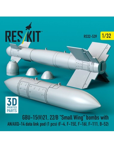 GBU-15(V)21, 22/B Small Wing bombs (2 pcs) with AN/AXQ-14 data link pod (1 pcs) (F-4, F-15E, F-16I, F-111, B-52) (3D Printed) 