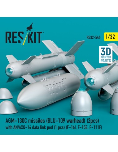 AGM-130C missiles (BLU-109 warhead) (2 pcs) with AN/AXQ-14 data link pod (1 pcs) (F-16I, F-15E, F-111F) (3D Printed) 