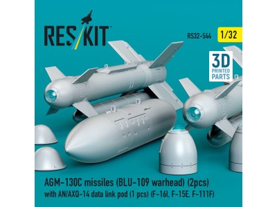 AGM-130C missiles (BLU-109 warhead) (2 pcs) with AN/AXQ-14 data link pod (1 pcs) (F-16I, F-15E, F-111F) (3D Printed) 