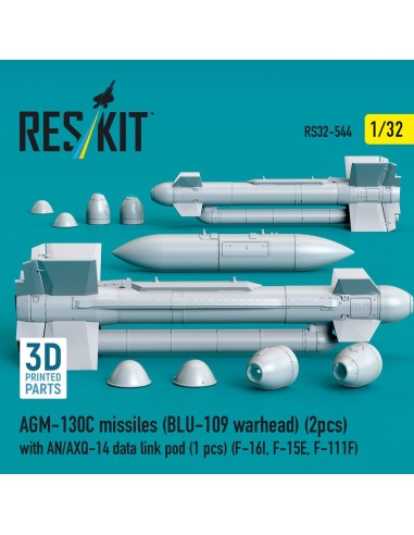 AGM-130C missiles (BLU-109 warhead) (2 pcs) with AN/AXQ-14 data link pod (1 pcs) (F-16I, F-15E, F-111F) (3D Printed) 