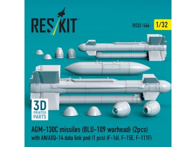AGM-130C missiles (BLU-109 warhead) (2 pcs) with AN/AXQ-14 data link pod (1 pcs) (F-16I, F-15E, F-111F) (3D Printed) 