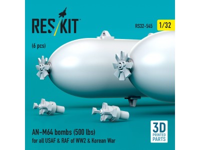 AN-M64 bombs (500 lbs) for all USAF & RAF of WW2 & Korean War (6 pcs) (3D Printed) 