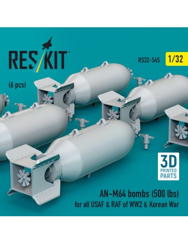 AN-M64 bombs (500 lbs) for all USAF & RAF of WW2 & Korean War (6 pcs) (3D Printed) 