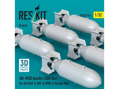 AN-M58 bombs (500 lbs) for all USAF & RAF of WW2 & Korean War (6 pcs) (3D Printed) 