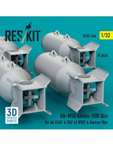 AN-M58 bombs (500 lbs) for all USAF & RAF of WW2 & Korean War (6 pcs) (3D Printed) 