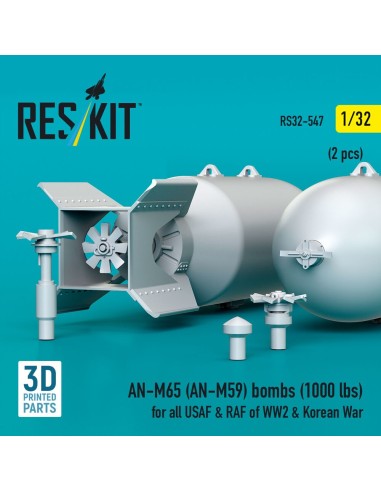 AN-M65 (AN-M59) bombs (1000 lbs) for all USAF & RAF of WW2 & Korean War (2 pcs) (3D Printed) 