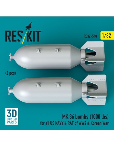 MK.36 bombs (1000 lbs) for all US NAVY & RAF of WW2 & Korean War (2 pcs) (3D Printed) 