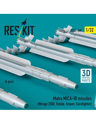 Matra MICA-IR missiles (4 pcs) (Mirage 2000, Rafale, Gripen, Eurofighter) (3D Printed) 