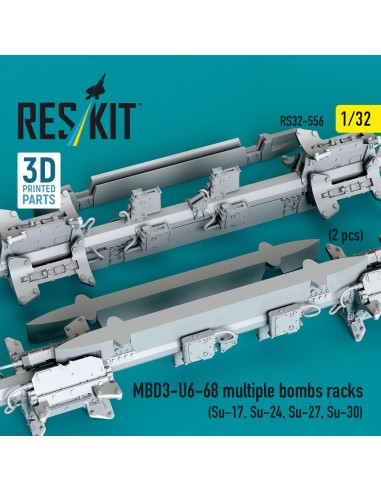 MBD3-U6-68 multiple bombs racks (2 pcs) (Su-17, Su-24, Su-27, Su-30) (3D Printed) 