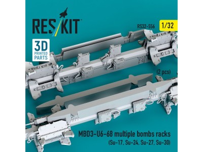 MBD3-U6-68 multiple bombs racks (2 pcs) (Su-17, Su-24, Su-27, Su-30) (3D Printed) 