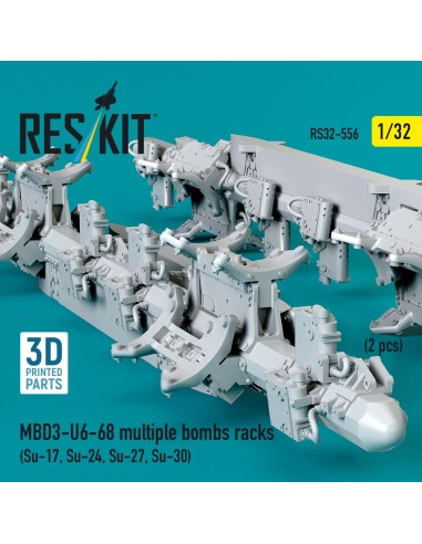 MBD3-U6-68 multiple bombs racks (2 pcs) (Su-17, Su-24, Su-27, Su-30) (3D Printed) 
