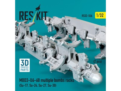 MBD3-U6-68 multiple bombs racks (2 pcs) (Su-17, Su-24, Su-27, Su-30) (3D Printed) 