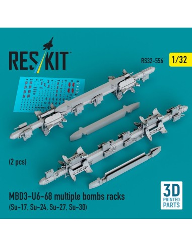 MBD3-U6-68 multiple bombs racks (2 pcs) (Su-17, Su-24, Su-27, Su-30) (3D Printed) 