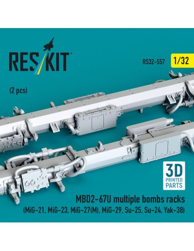 MBD2-67U multiple bombs racks (2 pcs) (MiG-21, MiG-23, MiG-27(?), MiG-29, Su-25, Su-24, Yak-38) (3D Printed) 