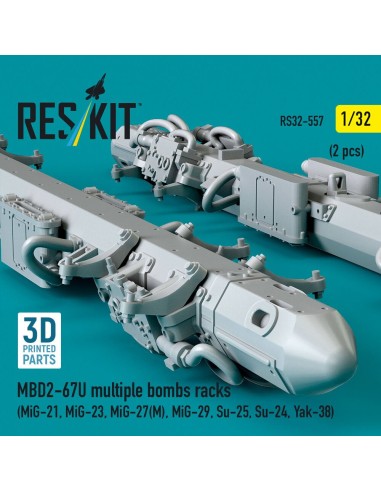 MBD2-67U multiple bombs racks (2 pcs) (MiG-21, MiG-23, MiG-27(?), MiG-29, Su-25, Su-24, Yak-38) (3D Printed) 