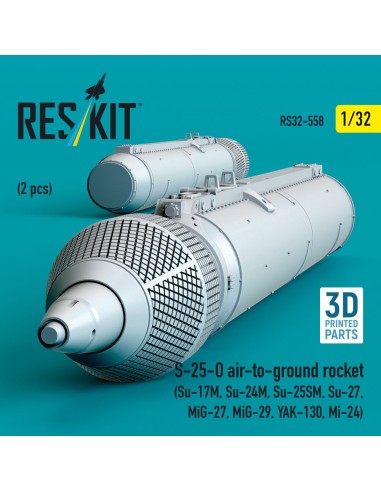 S-25-O air-to-ground rocket (2 pcs) (Su-17M, Su-24M, Su-25SM, Su-27, MiG-27, MiG-29, YAK-130, Mi-24) (3D Printed) 