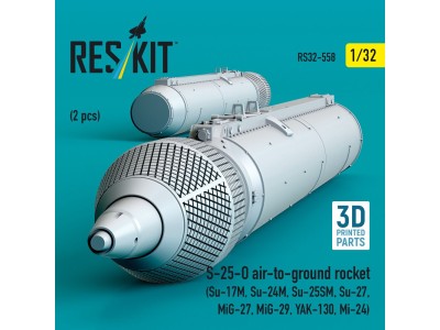 S-25-O air-to-ground rocket (2 pcs) (Su-17M, Su-24M, Su-25SM, Su-27, MiG-27, MiG-29, YAK-130, Mi-24) (3D Printed) 