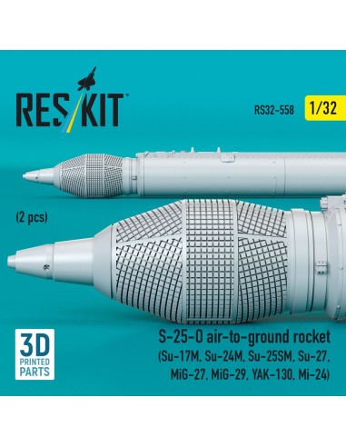 S-25-O air-to-ground rocket (2 pcs) (Su-17M, Su-24M, Su-25SM, Su-27, MiG-27, MiG-29, YAK-130, Mi-24) (3D Printed) 