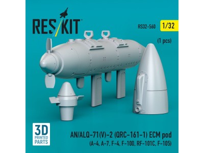 AN/ALQ-71(V)-2 (QRC-161-1) ECM pod (1pcs) (A-4, A-7, F-4, F-100, RF-101C, F-105) (3D Printed) 