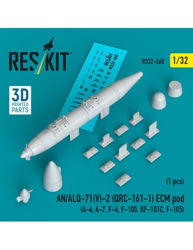 AN/ALQ-71(V)-2 (QRC-161-1) ECM pod (1pcs) (A-4, A-7, F-4, F-100, RF-101C, F-105) (3D Printed) 