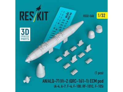 AN/ALQ-71(V)-2 (QRC-161-1) ECM pod (1pcs) (A-4, A-7, F-4, F-100, RF-101C, F-105) (3D Printed) 