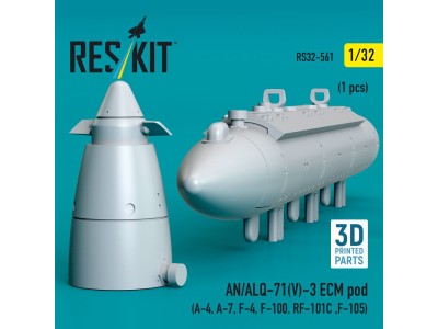 AN/ALQ-71(V)-3 ECM pod (A-4, A-7, F-4, F-100, RF-101C, F-105) (1pcs) (3D Printed) 