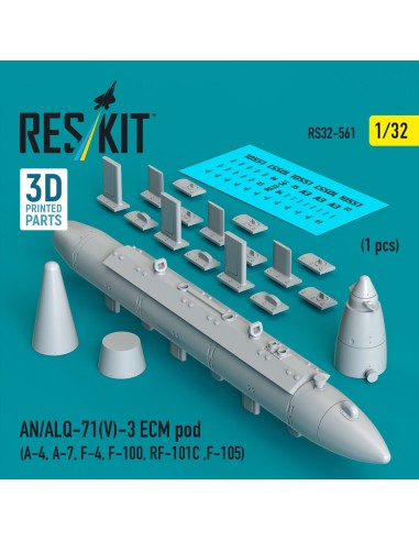 AN/ALQ-71(V)-3 ECM pod (A-4, A-7, F-4, F-100, RF-101C, F-105) (1pcs) (3D Printed) 