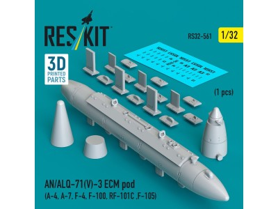 AN/ALQ-71(V)-3 ECM pod (A-4, A-7, F-4, F-100, RF-101C, F-105) (1pcs) (3D Printed) 