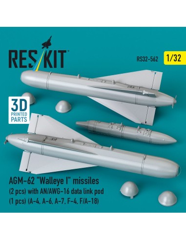 AGM-62 Walleye I missiles (2 pcs) with AN/AWG-16 data link pod (1 pcs) (A-4, A-6, A-7, F-4, F/A-18) (3D Printed) 